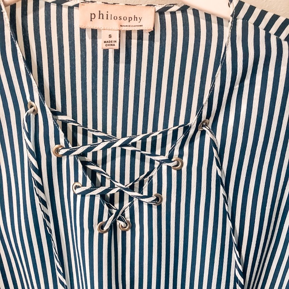 Philosophy Striped Bell Sleeve Blouse - Picture 2 of 6